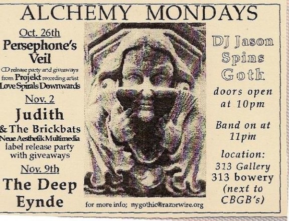 Alchemy / Persephone’s Veil / Judith / The Brickbats / The Deep Eynde