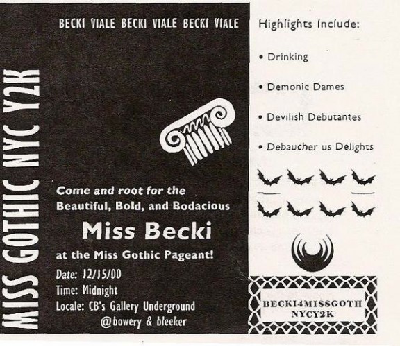 The Miss Gothic NYC 2000 Pageant / Miss Becki