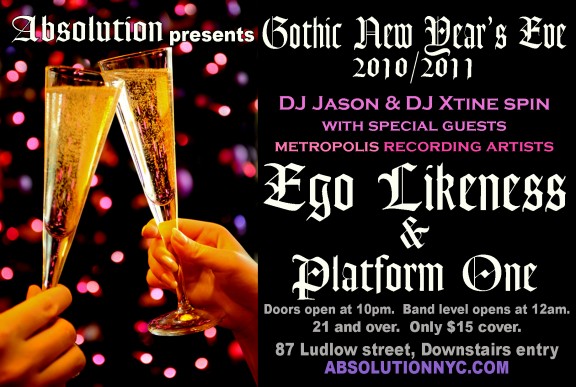 Absolution presents: Gothic New Year’s Eve Party w/ Ego Likeness & Platform One