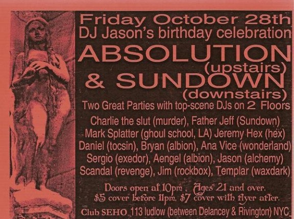 Absolution / Sundown / DJ Jason’s Birthday Party