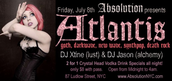 Absolution presents: Atlantis on Friday, July 8th