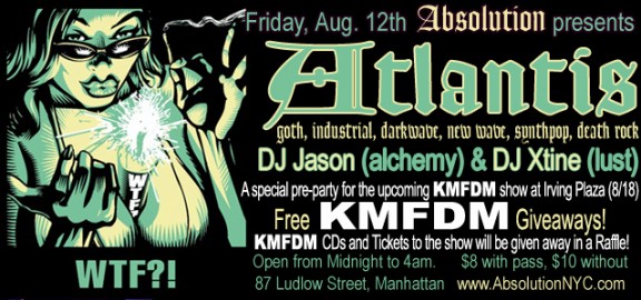Absolution presents: Atlantis on August 12th with CD and Ticket Giveaways from KMFDM