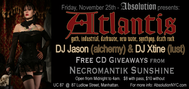 Absolution presents: Atlantis with free CD giveaways from Necromantik Sunshine on Friday, November 25th