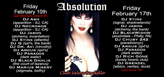 Absolution ~ 2 Multi DJ Nights ~ Fridays, February 10th & February 17th