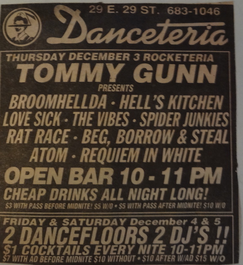 an old advertisement from Danceteria featuring Requiem in White