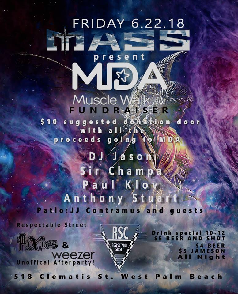 DJ Jason spins at MASS for their annual MDA fundraiser at Respectable Street Club in WPB on June 22nd