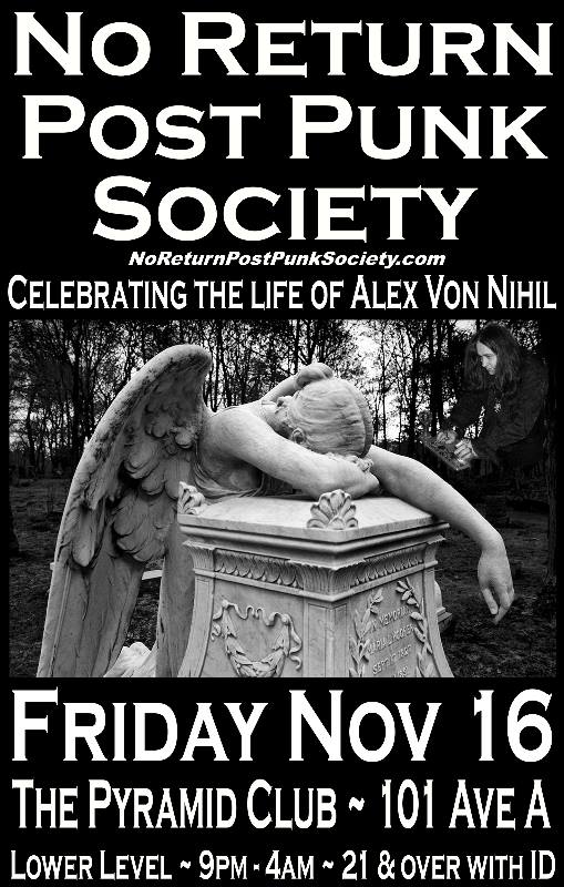 Recommended: No Return “Post Punk” Society for Alex Von Nihil on Friday November 16th