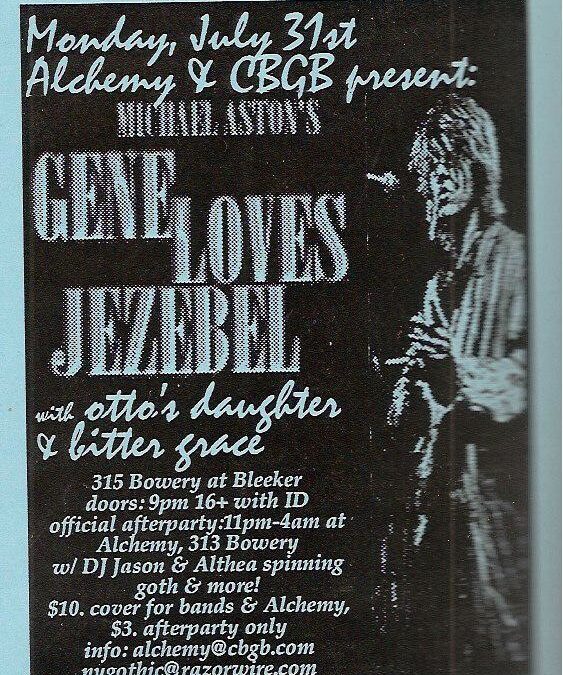 Alchemy & CBGB present: Gene Loves Jezebel / Otto’s Daughter / Bitter Grace
