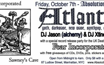 Absolution presents: Atlantis with a record release party for Fear Incorporated on Friday, October 7th