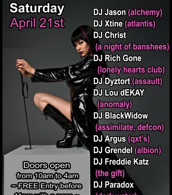 Absolution ~ Multi-DJ Event ~ on Saturday, April 21st at Madame X