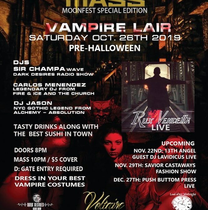 DJ Jason spins goth at Vampire Lair for a special edition of MASS during Moonfest on Saturday October 26th